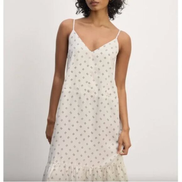 NEW Everlane The Long Weekend Dress in Butterlite Womens 0 Bone Black Dot - Picture 4 of 16